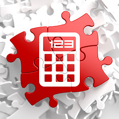 Image showing Calculator Icon on Red Puzzle.