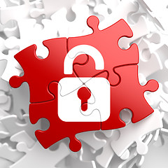 Image showing Security Concept on Red Puzzle.