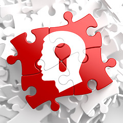 Image showing Psychological Concept on Red Puzzle.