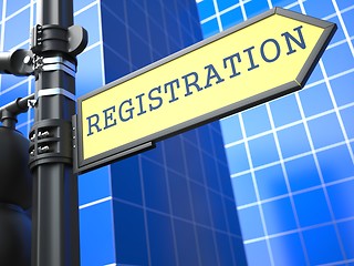 Image showing Registration. Yellow Roadsign.