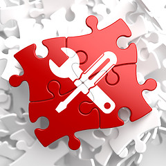 Image showing Service Concept on Red Puzzle.