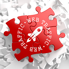 Image showing Web Traffic Concept on Red Puzzle.