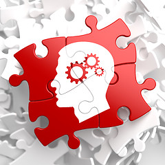 Image showing Psychological Concept on Red Puzzle.