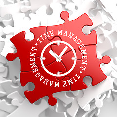 Image showing Time Management Concept on Red Puzzle.