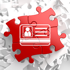 Image showing ID Card Icon on Red Puzzle.