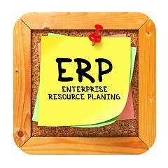 Image showing ERP. Yellow Sticker on Bulletin.