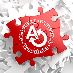 Image showing Translating Concept on Red Puzzle.