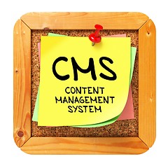 Image showing CMS. Yellow Sticker on Bulletin.