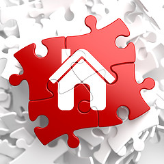 Image showing Home Icon on Red Puzzle.