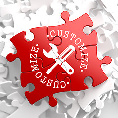 Image showing Customize Concept on Red Puzzle.