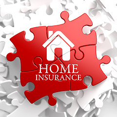 Image showing Insurance - Home Icon on Red Puzzle.