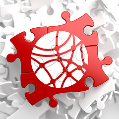 Image showing Social Network Icon on Red Puzzle.