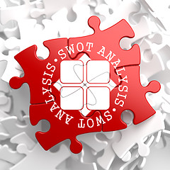 Image showing SWOT Analisis on Red Puzzle.