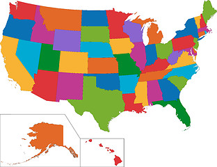 Image showing Colorful USA map