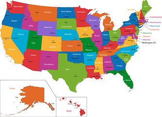 Image showing Colorful USA map