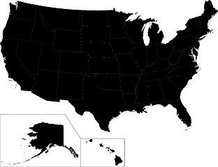 Image showing Black USA map