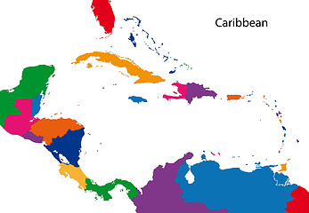 Image showing Colorful Caribbean map