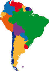 Image showing Colorful South America map