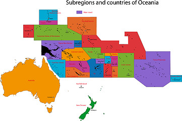 Image showing Colorful Oceania map