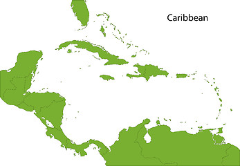 Image showing Green Caribbean map