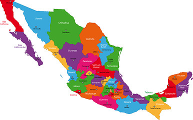 Image showing Colorful Mexico map