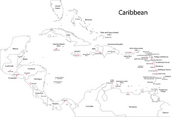Image showing Outline Caribbean map