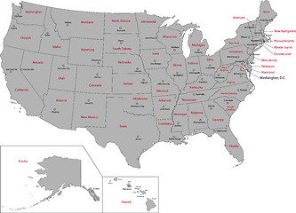 Image showing Gray USA map