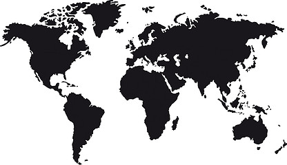 Image showing Black map of world