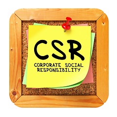 Image showing CSR. Yellow Sticker on Bulletin.