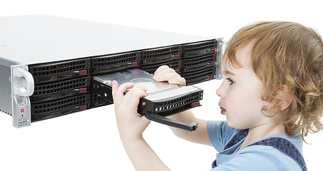 Image showing cute child with network server