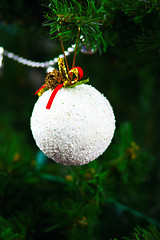 Image showing decorative snow on a Christmas tree
