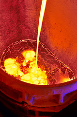 Image showing molten metal from blast furnace