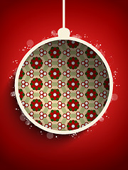 Image showing Merry Christmas Flower Balls Retro Background