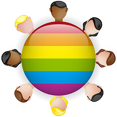 Image showing Gay Flag Group Crowd Icon LGBT