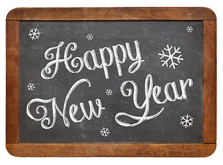 Image showing Happy New Year on blackboard