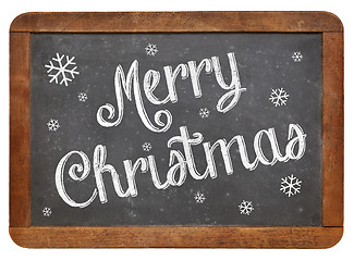 Image showing Merry Christmas on blackboard