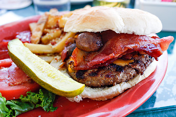 Image showing Gourmet Bacon Cheeseburger