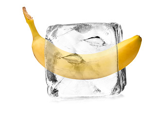 Image showing banana in ice cube