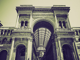 Image showing Vintage sepia Galleria Vittorio Emanuele II, Milan