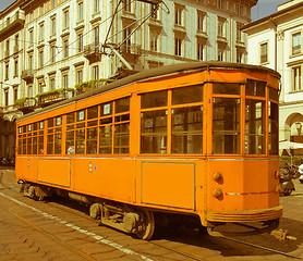 Image showing Retro looking Vintage tram, Milan