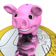 Image showing Piggy bank on Euro coin