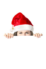 Image showing Santa Woman behind board