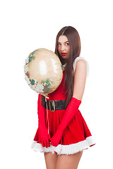 Image showing Beautiful girl in santa costume
