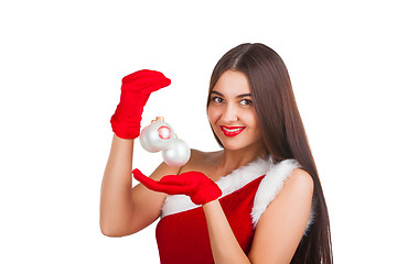 Image showing Beautiful girl in santa costume