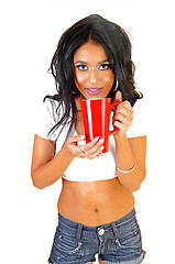 Image showing Girl with red cup.