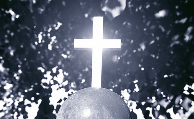 Image showing Cross Illuminated in Black and White