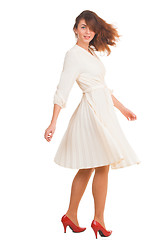 Image showing Beautiful woman in white dress