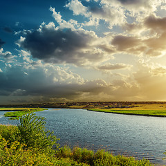 Image showing river and cloudy sunset