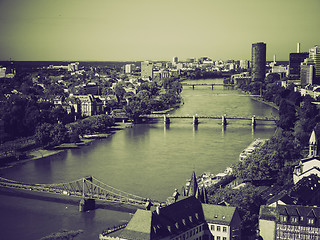 Image showing Vintage sepia Aerial view of Frankfurt