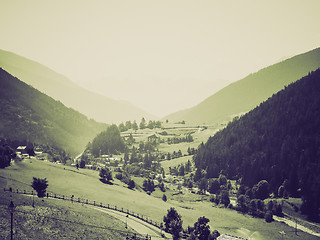 Image showing Vintage sepia Aosta Valley mountains